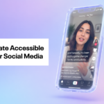 Graphic titled “How to Create Accessible Captions for Social Media” featuring a smartphone displaying a social media video with on-screen captions.